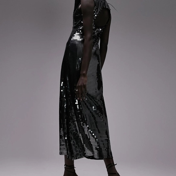 Top shop Muted Charcoal Fun Funky Sequin Dress - Picture 2 of 5
